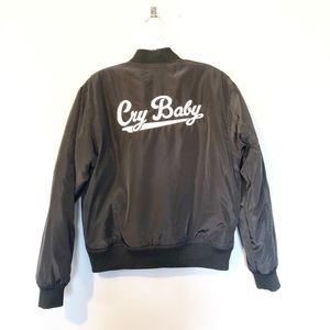 NWOT CRY BABY Black Bomber Jacket